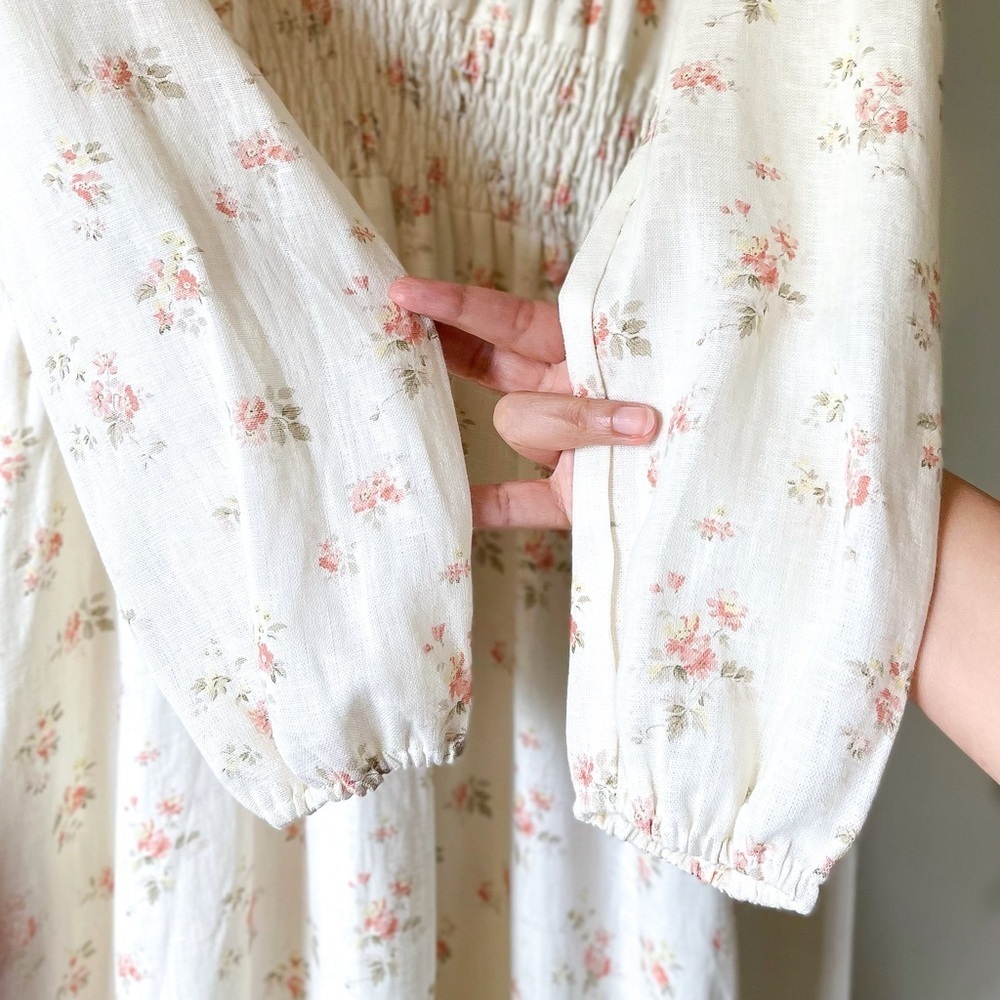 Reformation Chantal Dress Floral Linen Geraldine White Maxi Size XL NWT - Picture 4 of 9